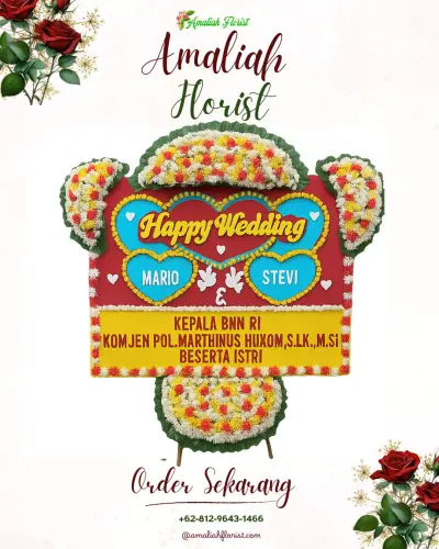 Karangan Papan Bunga Pernikahan di Sukarame Baru